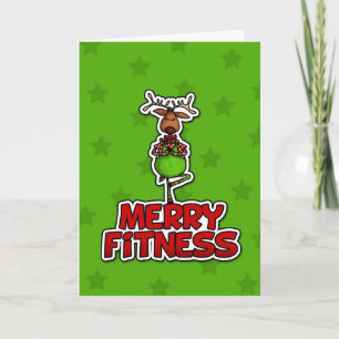Cartão De Festividades Malhação de feliz - Yoga - Reindeer na Postura da 