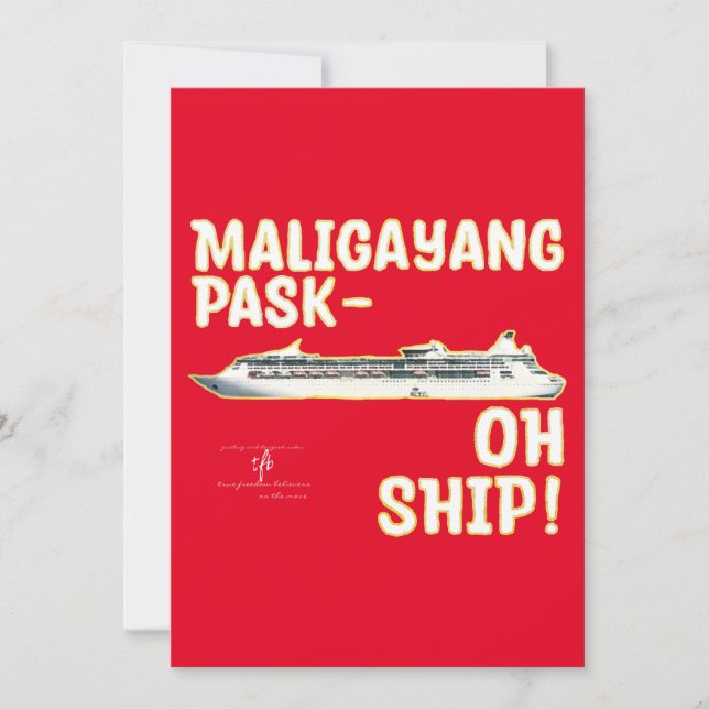 Cartão De Festividades Maligayang Pask-OH SHIP! Holida de Natal Vermelho/ (Frente)