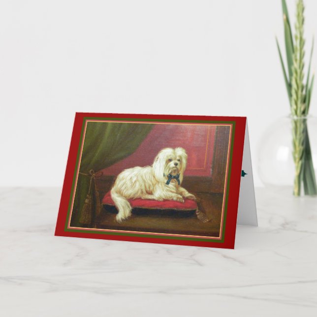 Cartão De Festividades Maltese Dog Lover's Old Fashioned Christmas Card (Frente)