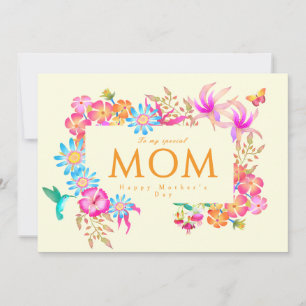Cartão De Festividades Mamãe Amarela Floral em Flor