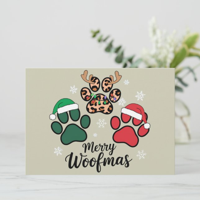 Cartão De Festividades Mamãe Cachorro Natal Feliz Woofmas Amante de Cacho (Em pé/Frente)