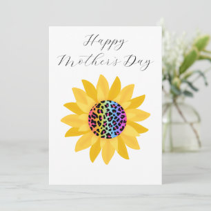 Cartão De Festividades Mamãe Dia das Mães Girassol Amarelo Minimalista
