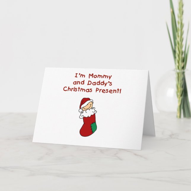 Cartão De Festividades Mamãe e Pai presente de Natal (Frente)