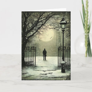 Cartão De Festividades Man Night Winter Somber