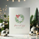 Cartão De Festividades Mancha Botânica Mínima de Aquarela Natal Vermelho<br><div class="desc">Divirta-se com alegria nesta temporada de festas com estes cartões de Natal em massa, em estilo de fazenda, perfeitos para uso pessoal ou comercial. Este cartão de Natal mínimo mostra uma coroa impermeável pintada à mão, enfeitada com um verde botânico invernal e um arco vermelho vibrante, contra um fundo branco...</div>