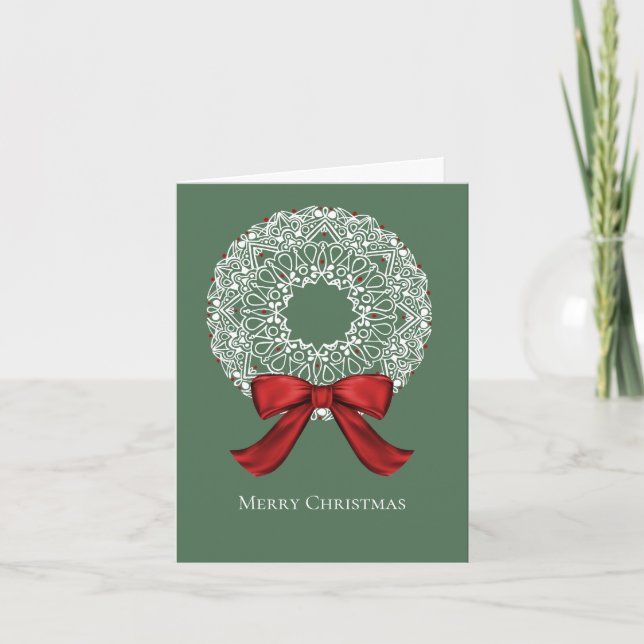 Cartão De Festividades Mandala Christmas Wreath Holiday Note Card (Frente)