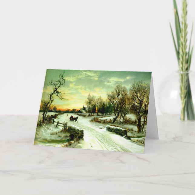 Cartão De Festividades Manhã de Natal nevada (Frente)