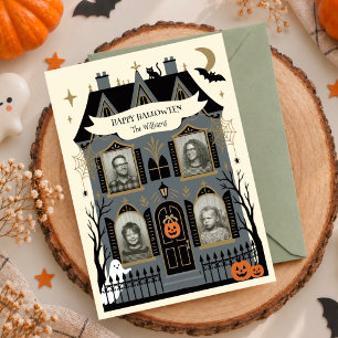 Cartão De Festividades Mansão Assustadora Multi Foto Halloween Personaliz