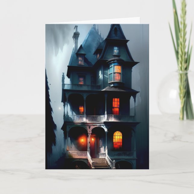 Cartão De Festividades Mansão Vitoriana Assombrada (Frente)
