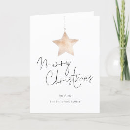 Cartão De Festividades Manuscrito em estrela minimalista - Feliz Natal do