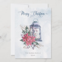 Manuscrito Feliz Natal com Poinsettias de Aquarela