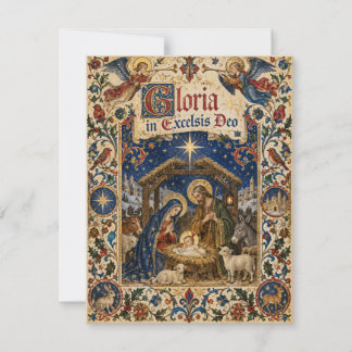 Cartão De Festividades Manuscrito Iluminado Medieval da Natividade