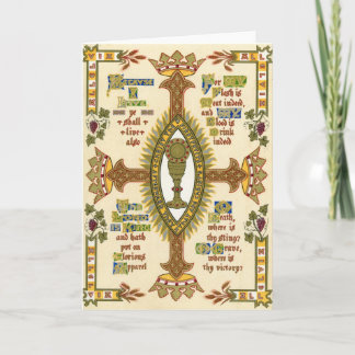 Cartão De Festividades Manuscrito iluminado para Easter.