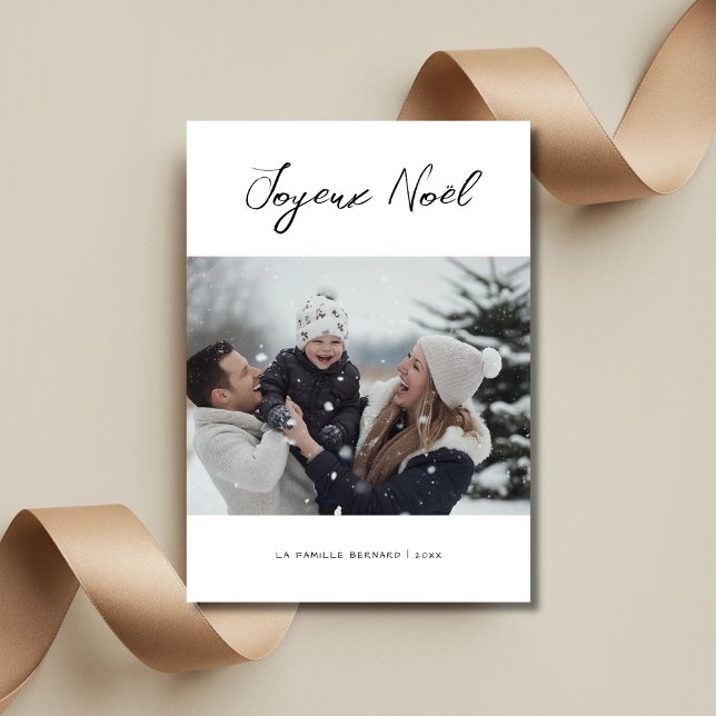 Cartão De Festividades Manuscrito Joyeux Noël Foto de Natal em Francês (Criador carregado)