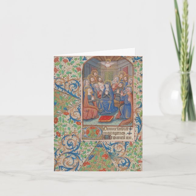 Cartão De Festividades Manuscrito medieval de confirmação de pentecost (Frente)