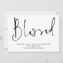 Manuscrito Minimalista Abençoado Natal Branco Negr