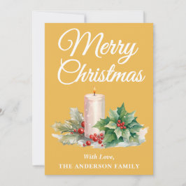 Cartão De Festividades Manuscrito Minimalista Feliz Natal Amarelo