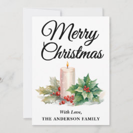 Cartão De Festividades Manuscrito Minimalista Feliz Natal Preto e Branco