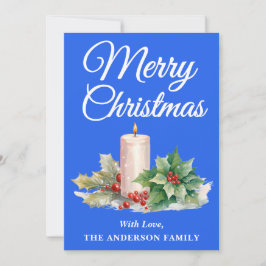 Cartão De Festividades Manuscrito Minimalista Feliz Natal Real Azul