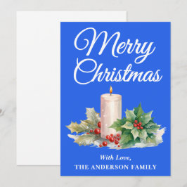 Cartão De Festividades Manuscrito Minimalista Feliz Natal Real Azul
