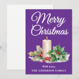 Cartão De Festividades Manuscrito Minimalista Feliz Natal Roxo
