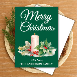 Cartão De Festividades Manuscrito Minimalista Feliz Natal Verde