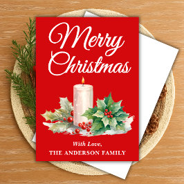 Cartão De Festividades Manuscrito Minimalista Feliz Natal Vermelho