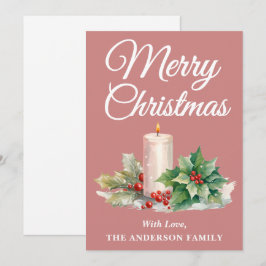 Cartão De Festividades Manuscrito Minimalista - Rosa de Natal Feliz Doura