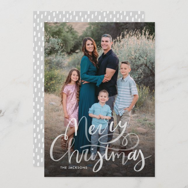 Cartão De Festividades Manuscrito Moderno Deixou Feliz Natal (Frente/Verso)