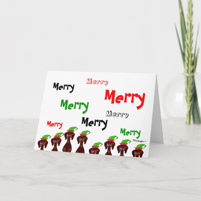 Cartão De Festividades Many Merry Dachshunds Christmas Card (Frente)