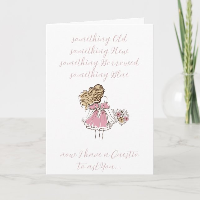 Cartão De Festividades Mão ilustrada será minha florista? (Frente)