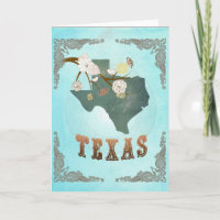 Mapa do Estado do Texas Modern Vintage - Azul Aqua