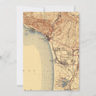 Cartão De Festividades Mapa do Pismo Beach Vintage
