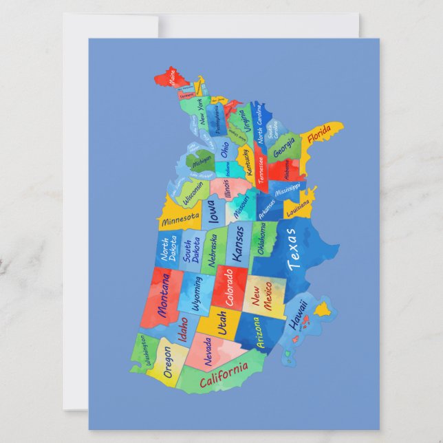 CARTÃO DE FESTIVIDADES MAPA DOS EUA (Frente)