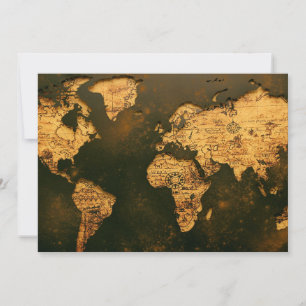 Cartão De Festividades Mapa Mundial Vintage Arte de Cartografia Antiga