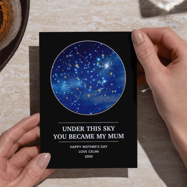 Cartão De Festividades Mapa Personalizado das Estrelas do Dia de as mães: (Personalized Mother's Day Star Map: The Night You Became My Mum)
