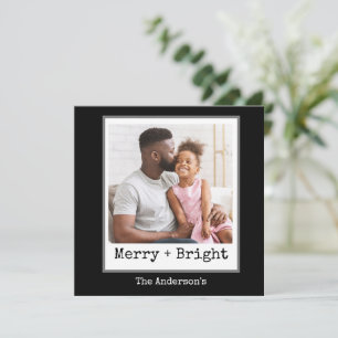 Cartão De Festividades Máquina de Escrever Minimalista - 1 Foto - Alegre