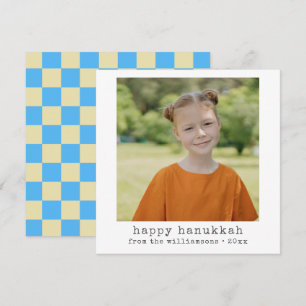 Cartão De Festividades Máquina de Escrever Retro Azul Xadrez Hanukkah Fot