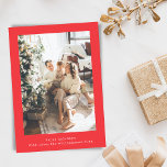 Cartão De Festividades Máquina de Escrever Retrô Minimalista Duas Fotos V<br><div class="desc">Cartão de Férias Simples Minimalista Máquina de Escrever Retrô Duas Fotos Verticais em Vermelho</div>