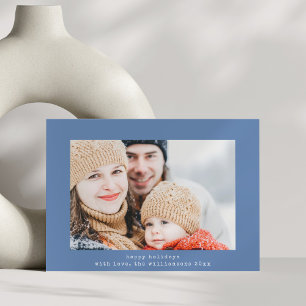 Cartão De Festividades Máquina de escrever retrô minimalista simples azul