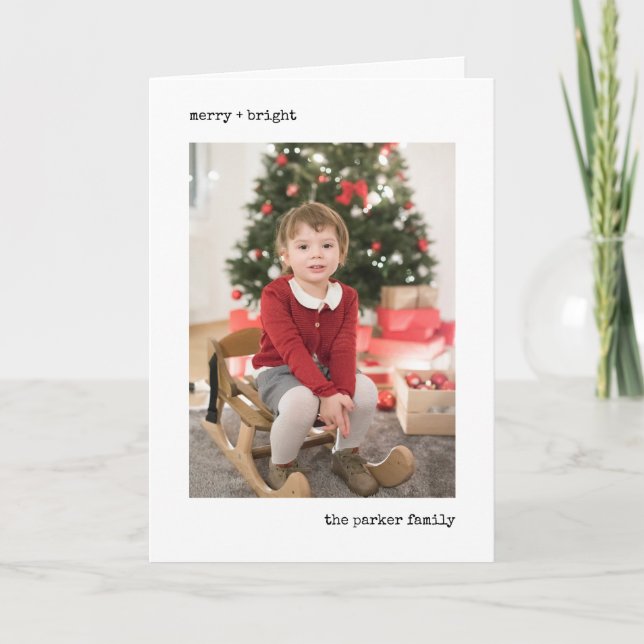 Cartão De Festividades Máquina de Natal | Preto e branco com fotos (Frente)