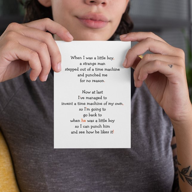 Cartão De Festividades Máquina do Tempo Viagem Engraçado Humor de Piada S (Time Machine Travel Funny Future Sci-Fi Joke Humor Holiday Card)