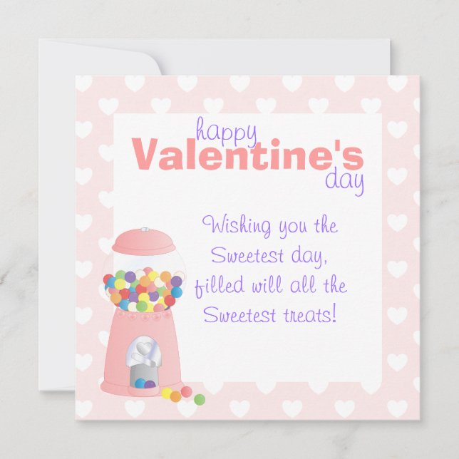 Cartão De Festividades Máquina Gumbal Rosa (Frente)