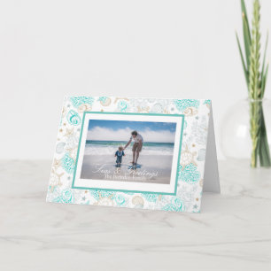 Cartão De Festividades Mar de Amor e Saudações Oceano Foto Dobrada