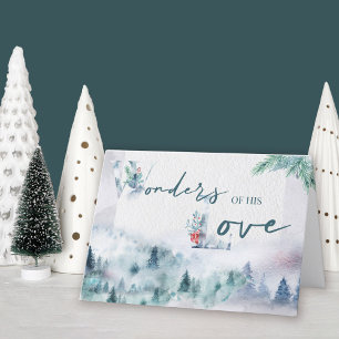 Cartão De Festividades Maravilhas do Seu Amor Aquarela Floresta de Pinhei