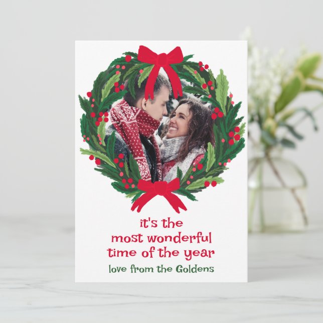 Cartão De Festividades Maravilhoso Wreath CUSTOT Natal (Em pé/Frente)