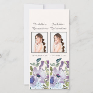 Cartão De Festividades Marcadores de Página de Quinceañera Floral Azul Po