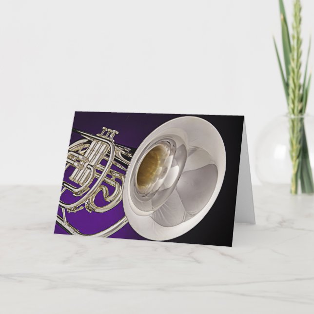 Cartão De Festividades Marching French Horn Greeting Cards (Frente)