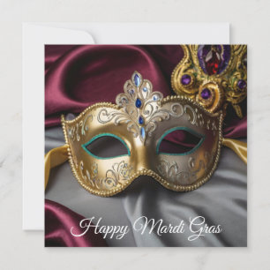 Cartão De Festividades Mardi Gras Dourada Venezia Mask