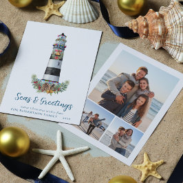 Cartão De Festividades Mares de farol náutico e saudações 3 Foto